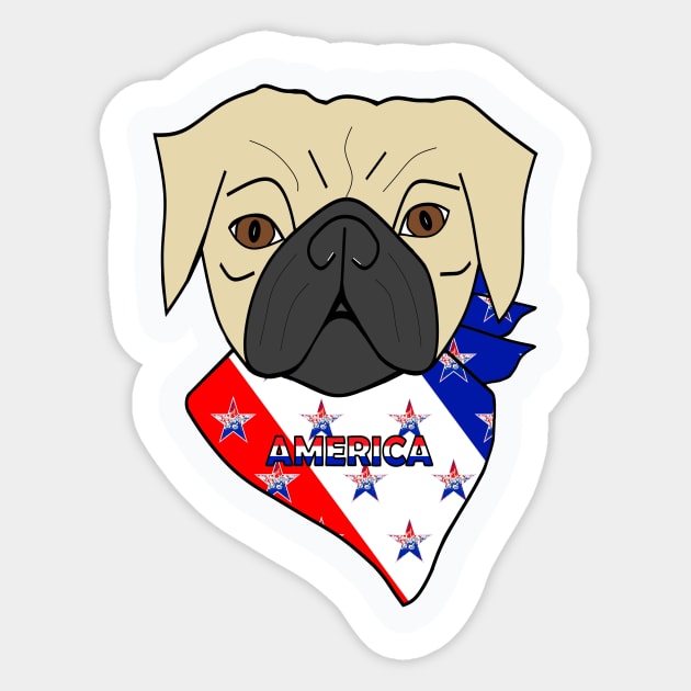 AMERICAN Pug For Fourth Of July Sticker by SartorisArt1